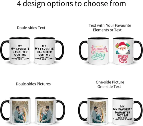 Miniatura 2 de Taza personalizada con foto de 11 onzas en ambos lados, taza personalizada con logotipo fotográfico, texto, regalos personalizados para Navidad