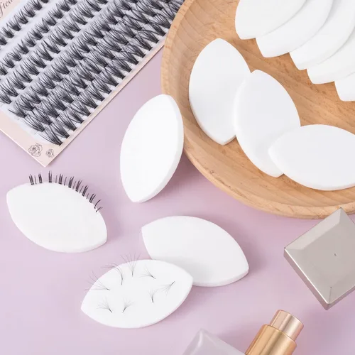 Miniatura 4 de OIIKI Esponja de práctica en forma de ojo – 10 esponjas de ejercicio de pestañas para principiantes – Suministros para extensiones de pestañas