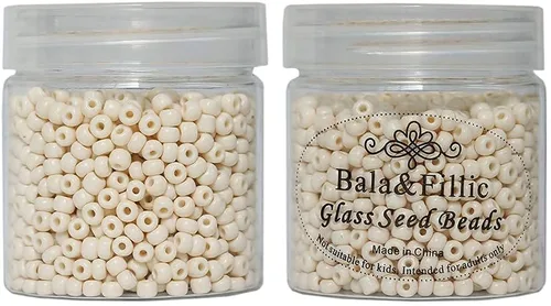 Miniatura 3 de Bala&Fillic Cuentas de vidrio de color beige de 0.157 pulgadas (0.157 in), alrededor de 1400 unidades en caja 6/0 cuentas de semillas de vidrio