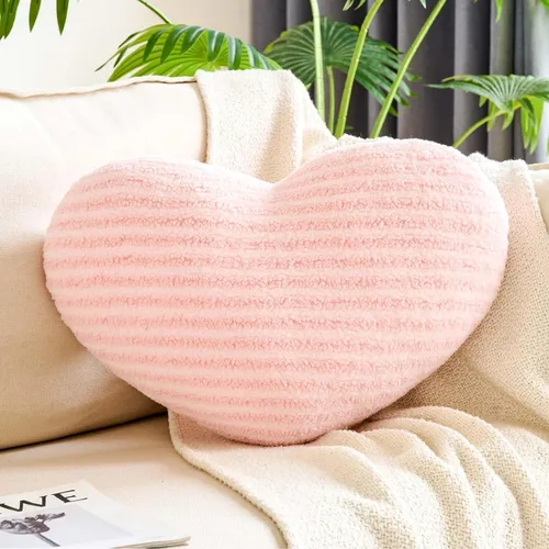 Miniatura 9 de XVTRU Almohadas de corazón rosa melocotón, bonita almohada decorativa de corazón, almohadas en forma de corazón para cama, cojín de felpa de felpa