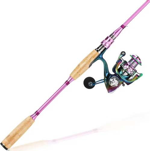 Miniatura 3 de Sougayilang Spinning Rod Reel Combos,Colorful Two Pieces Spinning Pole with Smooth Strong Reel Available for Freshwater Bass Walleye Trout Fishing