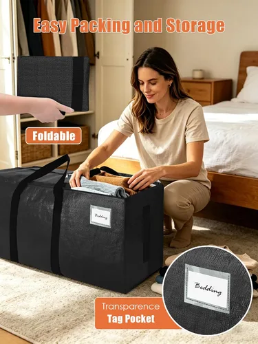 Miniatura 3 de SWEET DOLPHIN Paquete de 8 bolsas de mudanza resistentes de 200 libras con asas envolventes, bolsas de almacenamiento extra grandes para ahorrar