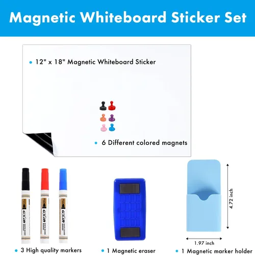 Miniatura 2 de HAMIGAR Papel de contacto magnético para pizarra blanca, pegatina de pizarra blanca de borrado en seco para pared, pizarra blanca adhesiva despegar