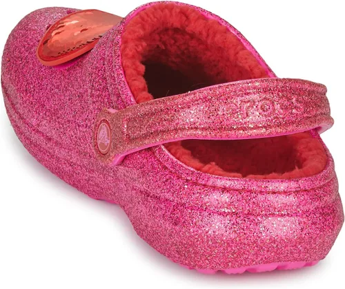 Miniatura 6 de Crocs Zueco de corazón con purpurina rosa con forro clásico unisex para adultos