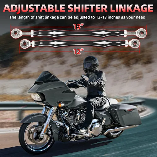 Miniatura 5 de Amazicha Enlace de Palanca de Cambios de Engranaje Negro Compatible con Harley Touring Electra Street Glide 1980 en adelante