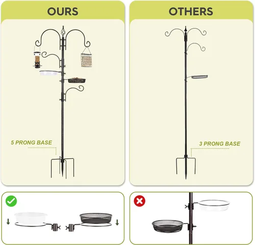 Miniatura 4 de ERYTLLY Kit de estación de alimentación de pájaros, poste de comedero de aves silvestres, kit para colgar macetas, colgador múltiple para colgar