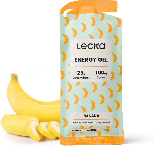 Lecka Gel energético, 12 geles | para ejercicio de resistencia, fabricado con frutas reales y semillas de albahaca, proporciona energía natural y