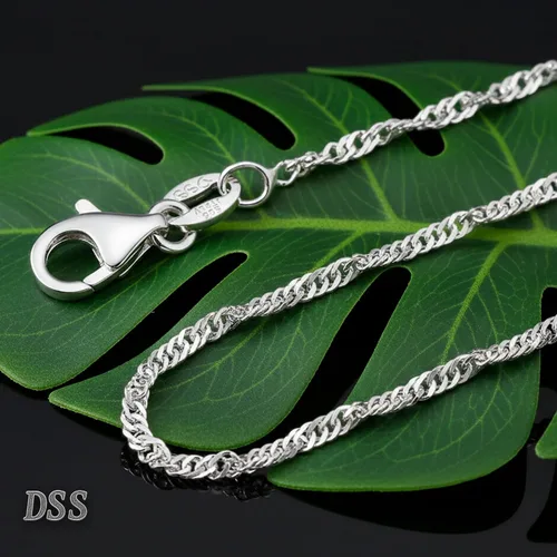 Miniatura 4 de Collar de cadena italiana de Singapur de plata de ley 925 de 0.047 in con cierre de pinza de langosta de 16 a 30 pulgadas