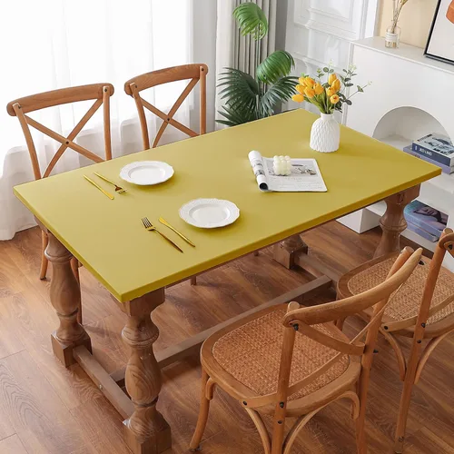 Miniatura 18 de Mantel redondo de elastano, suave y agradable a la piel, sin pelusas, funda de mesa de tela transpirable con banda elástica para comedor, reunión