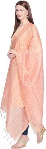 Miniatura 2 de DUPATTA BAZAAR Dupatta de seda mezclada a cuadros para mujer.