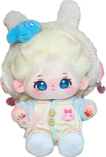 Miniatura 5 de CALEMBOU Muñeca de peluche - Muñeca de algodón suave y linda de 20 cm de anime kawaii con disfraz de esqueleto y ropa (Chacha)