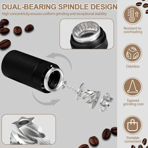 Miniatura 7 de Molinillo de café manual desmontable con rebabas cónicas de acero inoxidable de 25 niveles, molinillo portátil de grano de café de aluminio