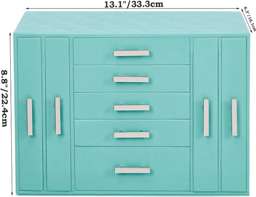 Miniatura 7 de ANWBROAD Joyero organizador de joyas, organizador de joyas, caja de almacenamiento para todos los aretes, collares, pulseras, relojes, cajas