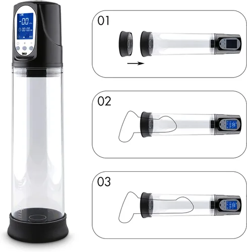 Miniatura 4 de Bomba de crecimiento para masturbador masculino con succión LCD, bomba de pene para hombres, bomba de pene automática al vacío, recargable, más