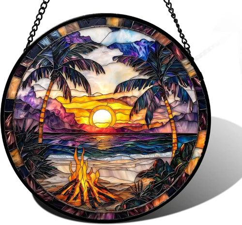 Miniatura 27 de DASTOLL Colgante de vidrio emplomado para ventana, diseño de lirio del valle, mariposa, atrapasol para puertas, hogar, atrapasoles decoración
