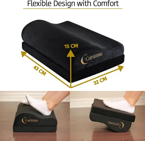 Miniatura 3 de Reposapiés para debajo del escritorio en el trabajo, reposapiés ergonómico para aliviar el dolor con fundas lavables, reposapiés antideslizante Negro