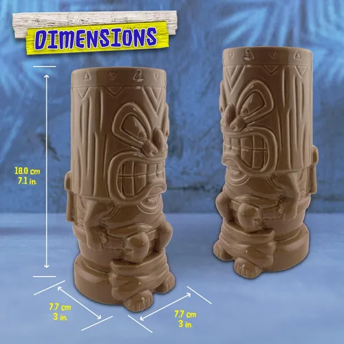 Miniatura 3 de Tiki - Juego de 2 tazas de cerámica coleccionables de cómicas, tazas de café tropicales para la cocina del hogar, cada taza tiene capacidad para 20