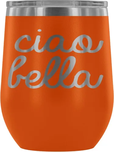 Miniatura 3 de Ciao Bella - Vaso de vino aislado con tapa, copa de vino de acero inoxidable sin tallo de 12 onzas, taza de viaje aislada al vacío de doble pared
