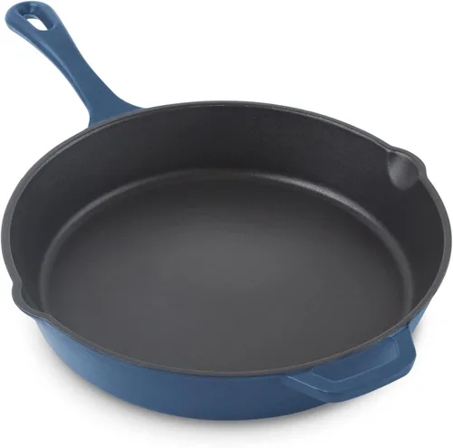 Zakarian by Dash - Sartén antiadherente de hierro fundido de 11 pulgadas, sartén con revestimiento de cerámica de titanio, color azul Azul Zakarian