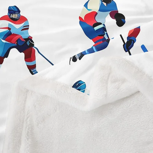 Miniatura 6 de Erosebridal Manta de Cama de Felpa de Hockey sobre Hielo Manta Temática de Juegos Deportivos Decoración de Dormitorio, Manta Sherpa de Jugadores