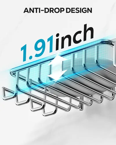 Miniatura 5 de Nieifi Jabonera de barra para pared de ducha con 4 ganchos, jabonera adhesiva de acero inoxidable para baño, color plateado A-Silver