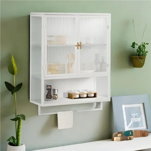 Miniatura 12 de Armario con puertas de cristal, gabinete de baño boticario de 27.56 pulgadas, aparador buffet con 2 puertas y estantes ajustables, gabinetes