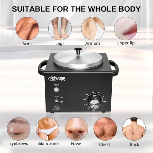 Miniatura 4 de Kit Profesional de Cera para Depilación con Calentador de Cera de Un Solo Recipiente para Depilación, Gran Bote de Cera con Recipiente Fácil de Olla