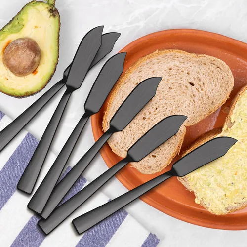 Miniatura 7 de E-far Juego de 6 cuchillos esparcidores de mantequilla, cuchillos de postre de queso de acero inoxidable de 7 pulgadas para cocina, restaurante
