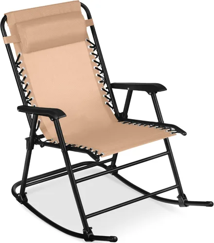 Miniatura 19 de Best Choice Products Silla mecedora plegable para exteriores, Silla de gravedad cero, Silla balancín para patio con reposacabezas, color rojo carmesí