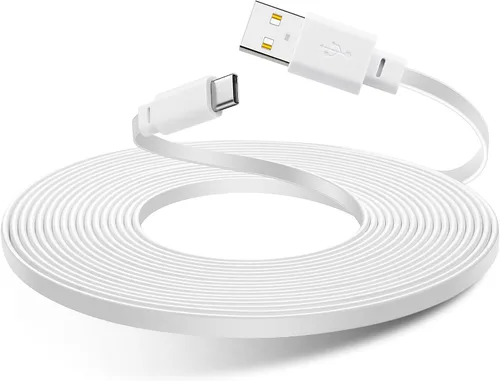Cable de extensión de alimentación USB C de 30 pies compatible con WYZE Duo Cam Pan 6,643.7-29.5 ft, cable de carga plano largo para CCTV y Petcube