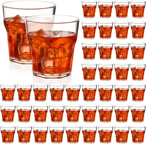 Tioncy 50 vasos acrílicos de 4.5 onzas, vasos pequeños de whisky, vasos transparentes a granel, irrompibles, apilables, mezclados, mini tazas de