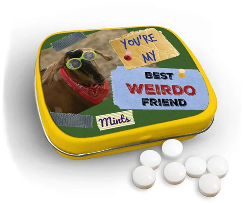 Miniatura 2 de You're My Best Weirdo Friend Mints – Divertido diseño de cabra de menta – Caramelos novedosos para amigos – Mentas de aliento de gaulteria, sin