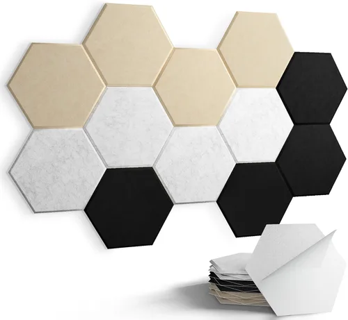 Miniatura 8 de Paquete de 12 paneles acústicos, paneles de pared insonorizados, paneles de alta densidad a prueba de sonido con autoadhesivos, absorbentes