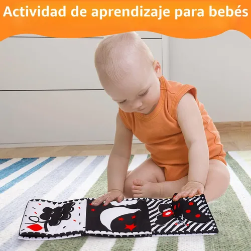 Miniatura 3 de Juguetes de alto contraste en blanco y negro para bebés de 0-3, 3-6 meses, tiempo boca abajo, suave, libro arrugado, espejo, juguetes sensoriales