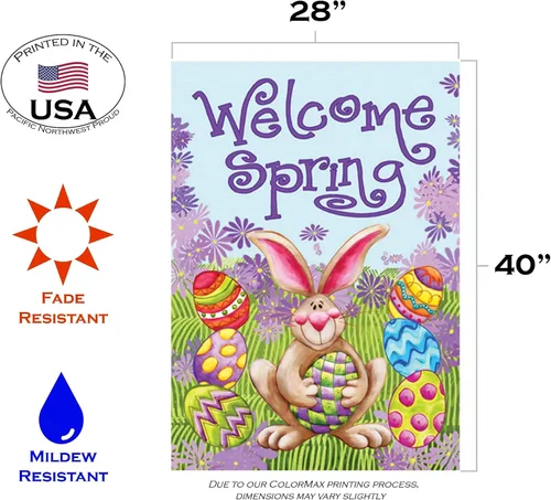 Miniatura 3 de Toland Home Garden 101174 - Bandera de Pascua de primavera de bienvenida de 28 x 40 pulgadas, bandera de jardín de Pascua de doble cara para casa al