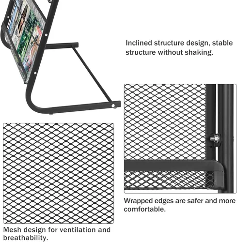 Miniatura 4 de 4-Tier Magazine Stand, 24.8'' Wide Iron Brochure Holder, Metal Newspaper & Literature Display Rack for Office, Waiting Room, Lobby, Classroom &