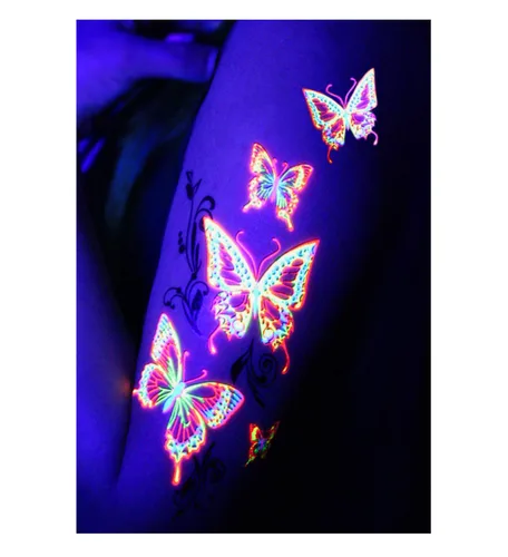 Miniatura 2 de Tatuaje temporal para fiesta de luz negra, 1 hoja, trasero