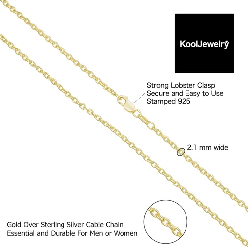 Miniatura 20 de Kooljewelry Collar de plata de ley u oro amarillo sobre plata de ley para mujer (0.047 in, 0.063 in o 0.083 in)