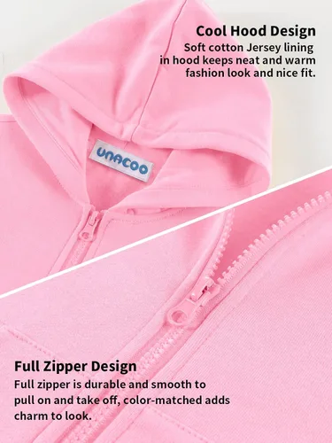 Miniatura 7 de UNACOO Sudadera con capucha y cremallera para niñas y niños pequeños con capucha y cremallera (edad 3-12 años), Multi