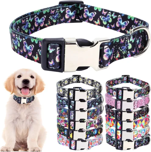 Lindo collar para perros XS, pequeños, medianos y grandes, collar de nailon suave para mascotas, estampado 3D, con patrones multicolor, collares