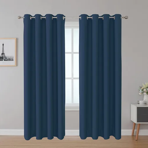 Miniatura 18 de Fire Retardant Blackout Curtains, Grommet Top, NFPA 701 Certified Flame Resistant Drape, Room Darkening for Dorm/Classroom, 2 Panels, Navy Blue