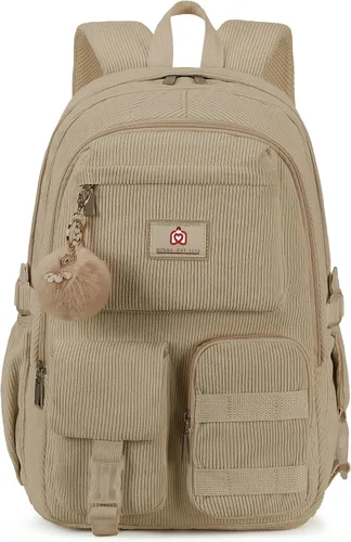 Miniatura 13 de Hidds Mochila escolar para adolescentes, niñas, mujeres, 15.6 pulgadas, mochila universitaria, bolsa de trabajo de pana, mochila de trabajo