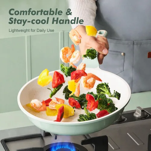 Miniatura 4 de SENSARTE - Sartén antiadherente de cerámica de 12.5 pulgadas, sartén saludable no tóxica, compatible con inducción, sartén para tortilla con mango