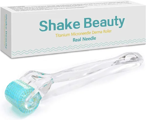 Derma Roller - 192 agujas de titanio de 0.012 in - Rodillo de microagujas cosmética herramienta de microdermoabrasión para cara - Incluye estuche de