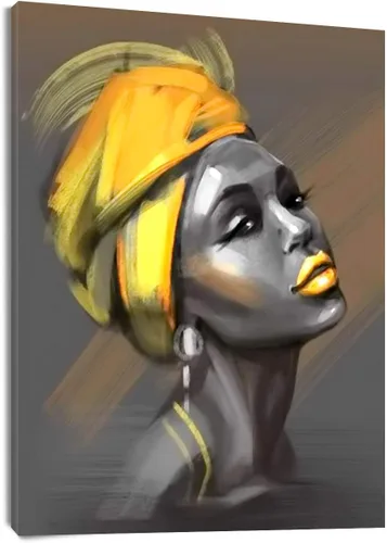 Miniatura 30 de LB Arte de pared de mujer afroamericana, mujer negra con cabello dorado, impresiones de pintura abstracta, belleza moderna negra y dorada para sala