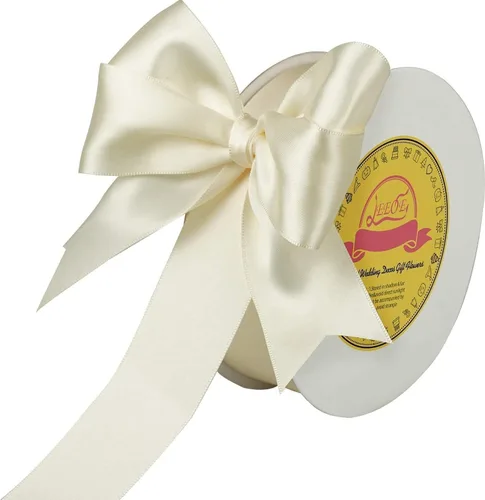 Miniatura 111 de Cinta de satén blanca antigua de doble cara de 1-1/2 pulgadas x 50 yardas, cinta de poliéster para envolver regalos, día de San Valentín, bodas