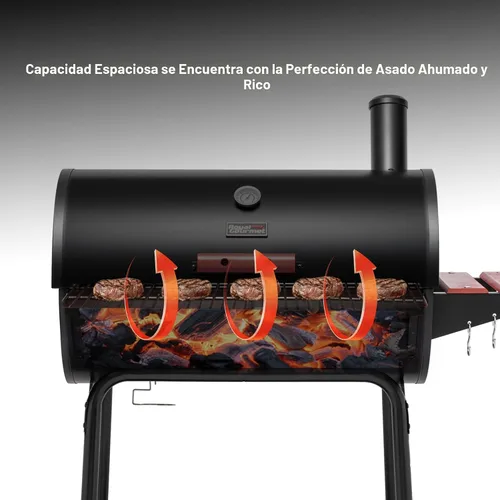Miniatura 8 de Royal Gourmet CC1830V - Parrilla de carbón de 30 barriles con mesa lateral delantera pintada en madera, 4045 cm² de espacio de cocción