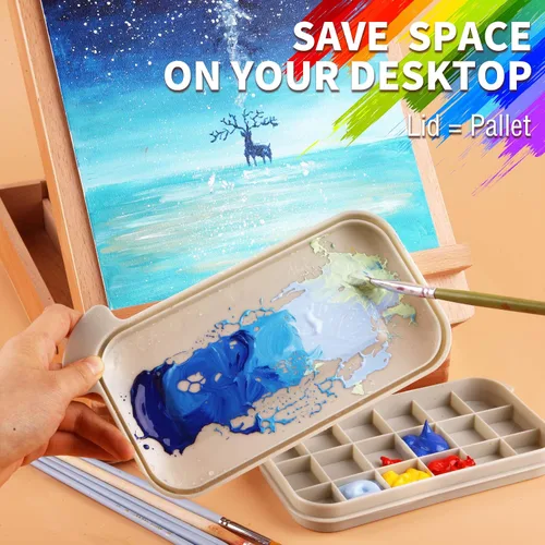 Miniatura 5 de Caddy Multiusos para Pinceles de Pintura con Soporte, Lavador, Bandejas, Caja de Paleta - Taza Limpiadora para Artistas para Pinturas de Acuarela