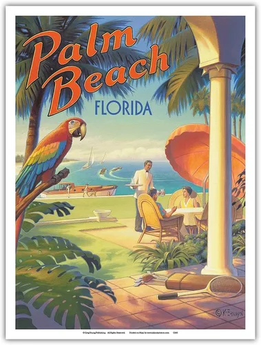 Miniatura 9 de Palm Beach Florida - Vintage Travel Poster by Kerne Erickson - Master Art Print (Unframed) 6in x 9in