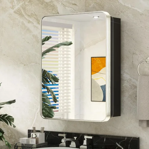 Miniatura 12 de Keonjinn Gabinetes de medicina delgados negros de 15 x 36 pulgadas, botiquín lateral estrecho para baño con espejo, marco de acero inoxidable